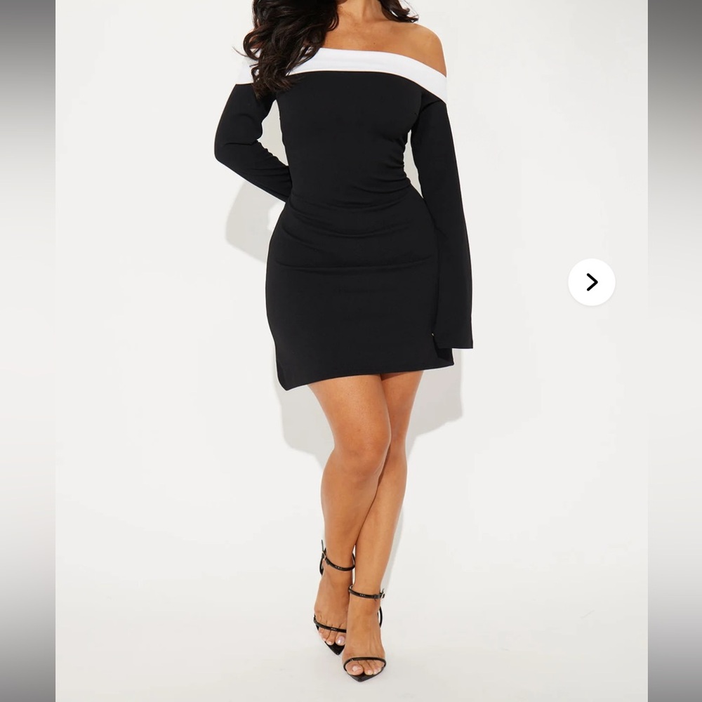 Black and White Off-Shoulder Dress